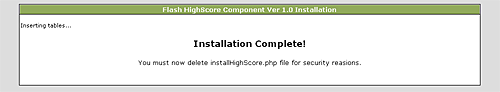 Flash Highscore Component